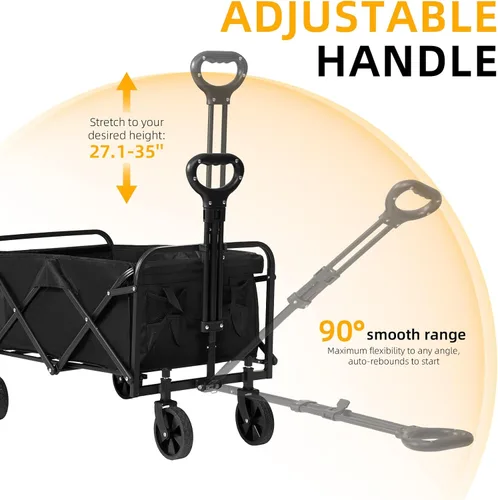 Miniatura 3 de Carrito plegable con ruedas, capacidad de 220 libras, ligero y portátil con mango flexible para comestibles, deportes, jardín, campamento