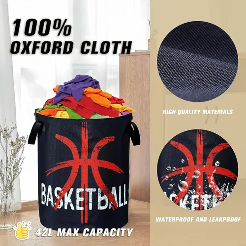 Miniatura 6 de Cesta de lavandería de baloncesto cesta de pelota plegable de tela Oxford divertida bolsa de lona cesta de almacenamiento de ropa organizador