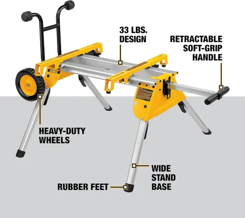 Miniatura 3 de DEWALT Sierra de mesa para lugar de trabajo, compacta, 8-1/4 pulgadas con soporte para sierra de mesa, móvil/rodante (DWE7485 y DW7440RS)
