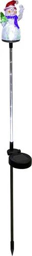 Miniatura 6 de Alpine Corporation Juego de 2 estacas solares de jardín de muñeco de nieve de 34 pulgadas de alto con luces LED de fibra óptica blanca, juego de 2