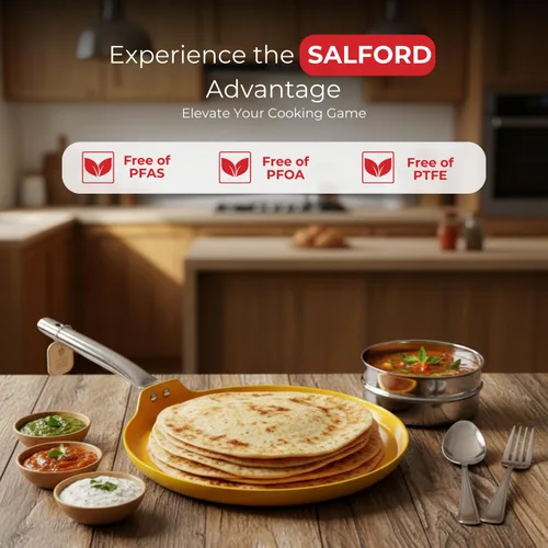 Miniatura 8 de SALFORD Sartén antiadherente de cerámica de 11 pulgadas para crepé Dosa Tawa, plancha plana para panqueques, tortillas y huevos, compatible