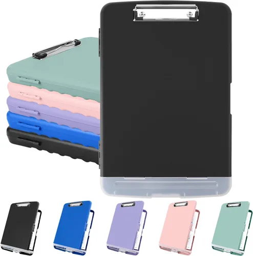Meiikun Portapapeles con Almacenamiento, Portapapeles de Plástico 8.5x11 con Soporte para Bolígrafo, Portapapeles de Enfermería de Alta Capacidad,