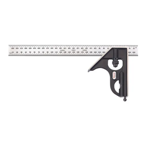 Starrett Escuadra de combinación de acero con cabeza cuadrada - Longitud de hoja de 300 mm, cabezas de hierro fundido, pestillo reversible, punta de
