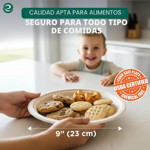 Miniatura 2 de ECO SOUL - Platos de papel compostables de 9 pulgadas (paquete de 100) biodegradables, resistentes, desechables, ecológicos para cena de Navidad