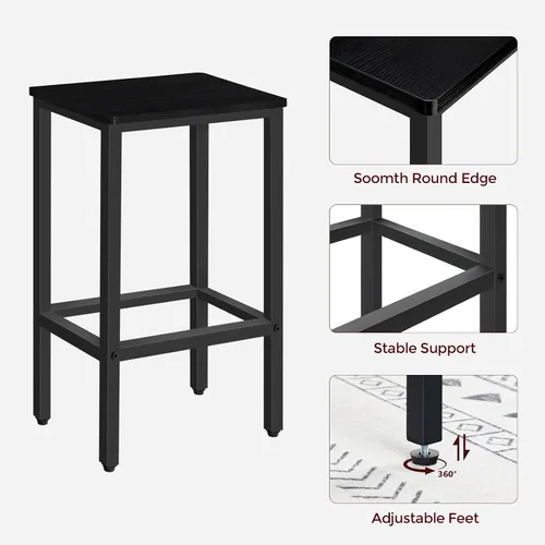 Miniatura 6 de MAHANCRIS Taburetes de bar, juego de 2 sillas de bar con reposapiés, taburetes de comedor de 2 piezas, 25.8 pulgadas de altura, taburetes de bar