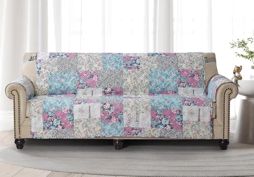 Miniatura 31 de Brilliant Sunshine Funda acolchada para silla con diseño de retazos de corazón de amor burdeos, 23 pulgadas de ancho de asiento, protector