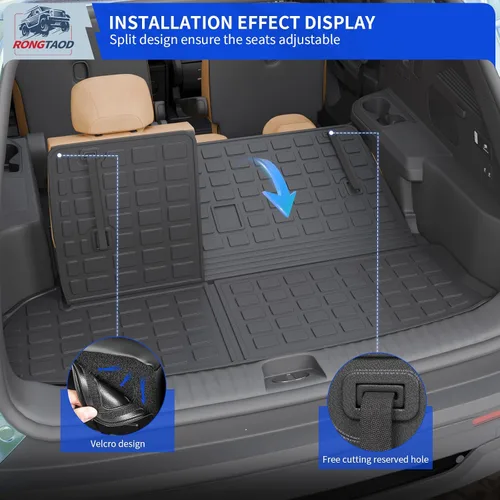 Miniatura 7 de Rongtaod Tapete de suelo compatible con Toyota Highlander 2014-2019, tapete de carga, forro de carga para asiento trasero, protector de suelo