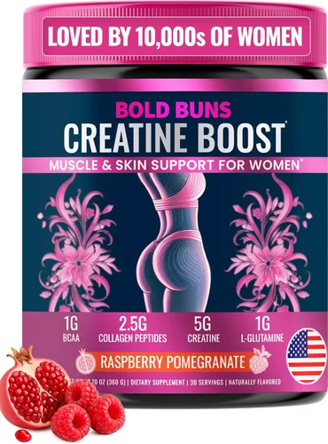 Miniatura 10 de Bold Buns Creatina para mujeres – Suplemento de construcción de glúteos con colágeno y BCAA – Apoya el desarrollo muscular, recuperación después
