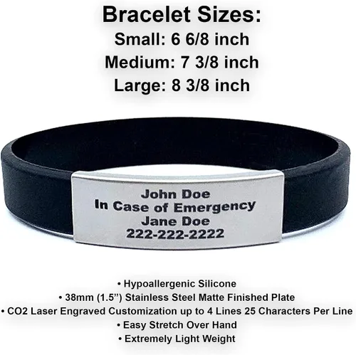 Miniatura 42 de Pulsera de identificación médica personalizada - Pulsera de seguridad para personas mayores grabada personalizada - Alerta de Alzheimer