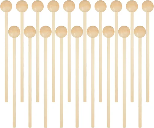 20 mazos de madera de percusión glockenspiel palitos de xilófono pequeños palitos musicales de madera, carillón de cabeza redonda, tambor de madera