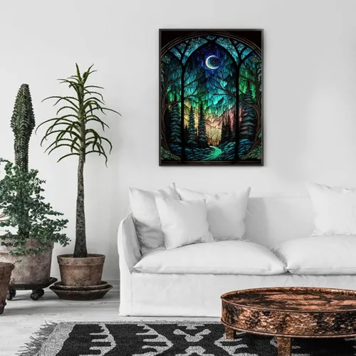 Miniatura 5 de bleihum Kit de pintura de diamantes de noche estrellada, arte de diamantes de árbol para adultos, manualidades de pintura de gemas para adultos