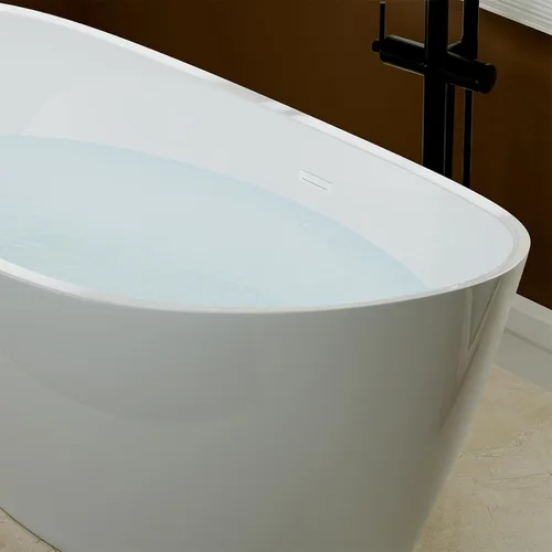 Miniatura 6 de Empava Bañera independiente de 59 pulgadas, bañera acrílica profunda para baño pequeño, fondo plano antideslizante, spa en casa para aliviar
