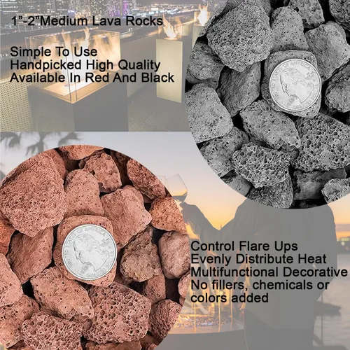 Miniatura 2 de Roca de lava mediana de 5 libras, piedras volcánicas naturales de 1 a 2 pulgadas, uso en chimeneas, hogueras o cuencos para incendios de gas natural
