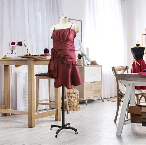 Miniatura 7 de Bonnlo Maniquí de costura femenino, talla 18, forma de vestido para exhibición y diseño de sastre, torso ajustable en altura con base de metal