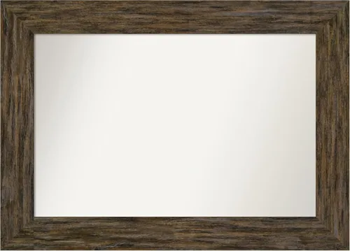 Miniatura 30 de Amanti Art Espejo personalizado, espejo de baño marrón Fencepost, espejo de pared o espejo de tocador de baño sobre el fregadero (27 x 27 pulgadas)