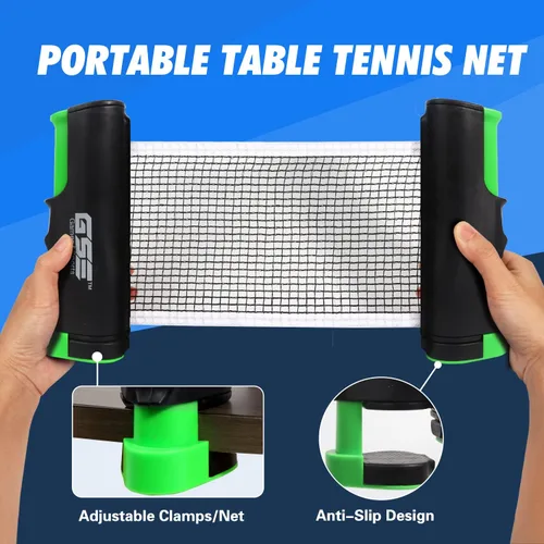 Miniatura 3 de GSE Games & Sports Expert - Red y postes de tenis de mesa retráctil Red de repuesto ajustable de Ping Pong (4 colores) Adjustable