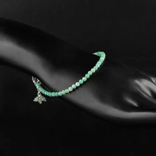 Miniatura 28 de Natural Gemstone Micro Round Beads Dainty Choker Bangle Bracelet, Handmade Jewelry for Women, Healing Chakra Crystals Silver Plated Chain 8 inch