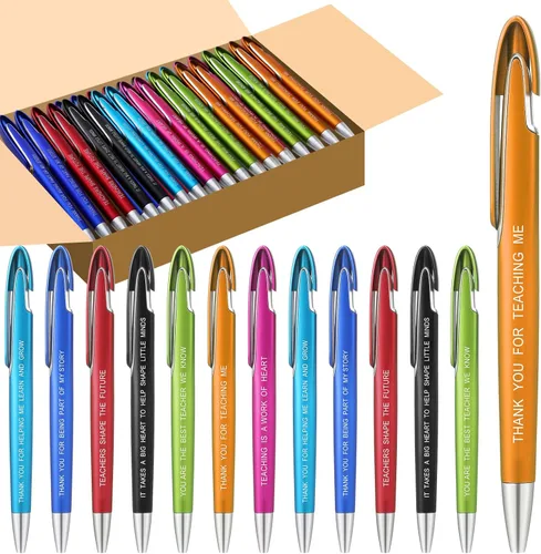 Miniatura 7 de Lincia 100 piezas de bolígrafos retráctiles de punta media para agradecimiento a empleados, bolígrafos de inspiración de tinta negra, regalos