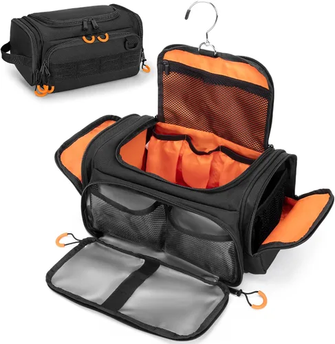 Neceser táctico para hombres, bolsa de higiene colgante, kit organizador de viaje para afeitarse, artículos esenciales de ducha y artículos de aseo,
