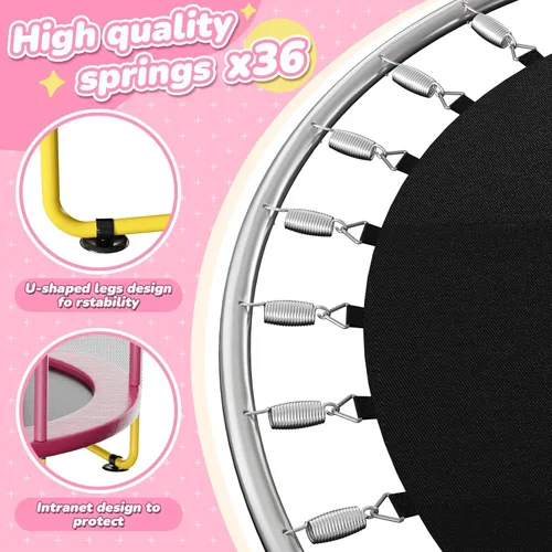 Miniatura 2 de Trampolín interior de 6 pies para niños de 1 a 8 años, mini trampolín para interiores y exteriores de 72 pulgadas con red de seguridad, aro