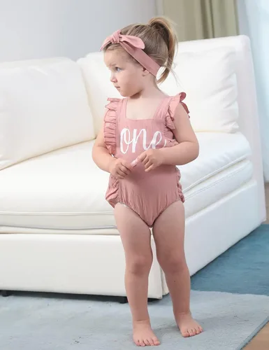 Miniatura 3 de Shalofer Traje de primer cumpleaños para bebé niña con diadema