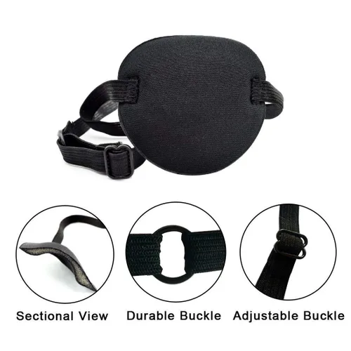 Miniatura 5 de Parches para ojos de pirata, paquete de 2 parches ajustables para ojos perezosos para adultos y niños, color negro