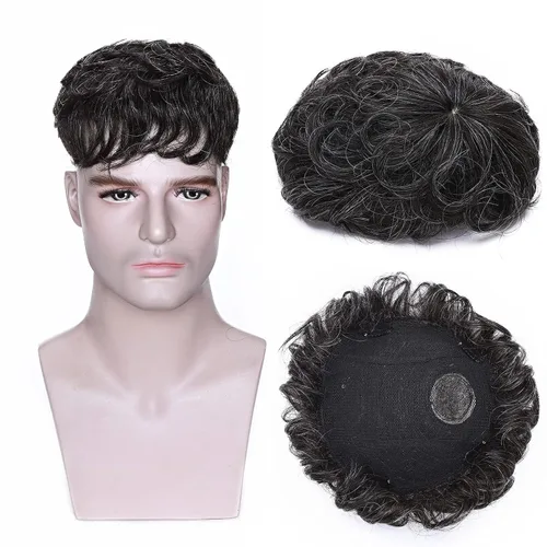 Miniatura 8 de MY-LADY Toupee - Piezas de cabello para hombre, 6.3 x 7.5 pulgadas, sistema de reemplazo de cabello humano real, con clip, color marrón oscuro