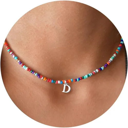 Miniatura 18 de Yoosteel Regalos de San Valentín para niños, adolescentes y niñas, collares con iniciales de cuentas coloridas para mujeres y niños, joyería