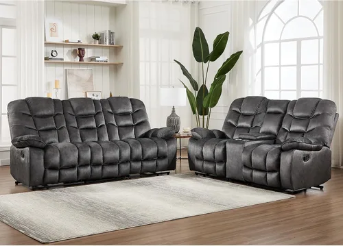 Miniatura 31 de HAOMARKETS Silla reclinable eléctrica con masaje y calor, sillas reclinables eléctricas de 41 pulgadas de ancho con puerto USB, sofá reclinable