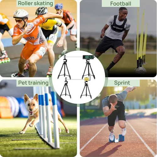 Miniatura 6 de YZ Temporizador láser para sprints, sistema de sprint láser, cronómetro de temporizador láser de pista, entrenamiento de vuelta/velocidad, campo