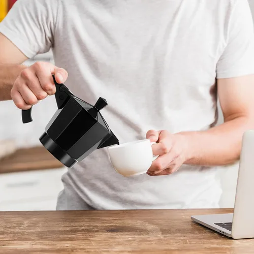 Miniatura 6 de Olla de Café Lemosae 6 Tazas Eléctrica Cafetera de Espresso Italiana Moka 300ml Portátil de Aluminio con Base Desmontable, Regalo para Hogar y Viaje