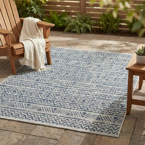 FH Home Alfombra plana tejida para exteriores, impermeable, fácil de limpiar, resistente a las manchas, hilo de polipropileno de alta calidad,