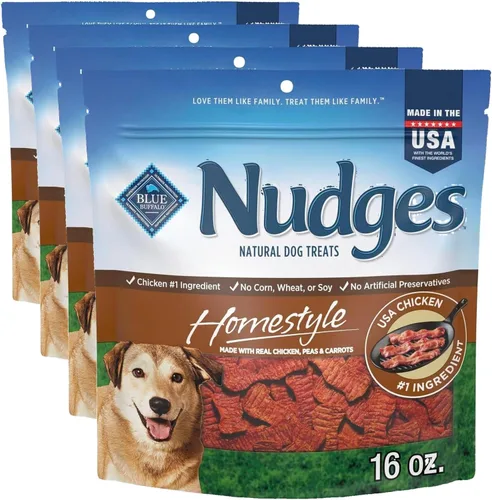 Miniatura 13 de Blue Buffalo Nudges Homestyle - Golosinas naturales para perros, fabricadas en los Estados Unidos con pollo, guisantes y zanahorias reales, bolsa