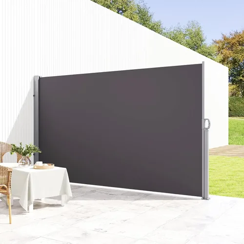 C-Hopetree Toldo lateral retráctil de 138 x 63 pulgadas, para patio, impermeable, panel de privacidad para terraza, porche y balcón, color gris