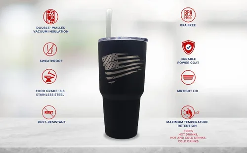 Miniatura 8 de Gadsden Flag Don't Tread On Me - Vaso patriótico de 30 onzas – Taza de viaje con bandera estadounidense – Taza de viaje para café patriótico – Vaso