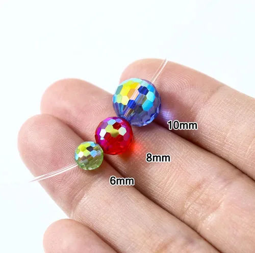 Miniatura 3 de Dowarm 150 PIEZAS Cuentas de cristal de vidrio redondas de 6 mm para hacer joyas, cuentas facetadas de cristal rondelle espaciadoras de color azul