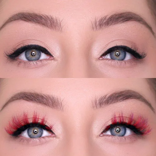 Miniatura 4 de MoxieLash - Ruby Lash - Pestañas magnéticas coloridas de primera calidad - Rojo vivo y morado brillante - Banda de pestañas de 5 imanes - Grande