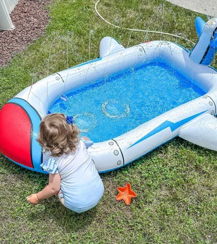 Miniatura 3 de Kiddie - Alfombrilla de piscina para niños (68 pulgadas), piscina inflable 3 en 1 para niños de 3 a 8 años, tapete de juego acuático para patio