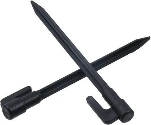 Miniatura 4 de 30 estacas de plástico resistente de 6 pulgadas para bordes de paisaje, estacas de anclaje, soporte para plantas, estacas de césped, estacas de Negro