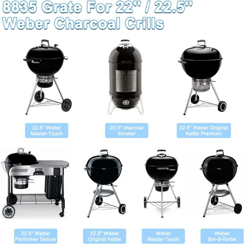 Miniatura 2 de Rejillas de cocina de hierro fundido 8835 de 21.5 pulgadas para Weber Master-Touch de 22.5 pulgadas, ahumador de carbón de 22.5 pulgadas, hervidor