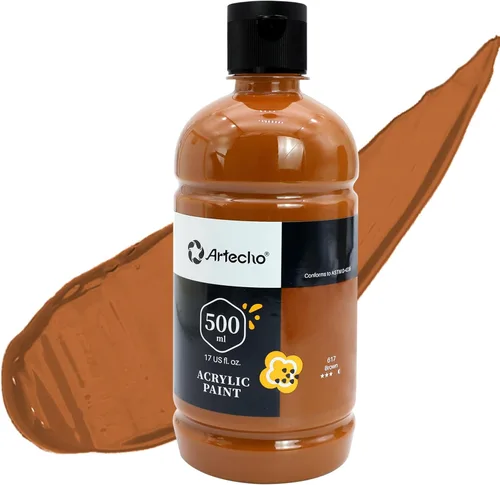 Miniatura 33 de Artecho Pintura Acrílica Oro - Botella Grande 500ml / 17oz, Pintura para Manualidades para Lienzo, Rocas, Madera, Tela, Cerámica, No Tóxica Dorado