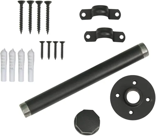 Miniatura 6 de Y&J - Soportes de estante de tubo rústicos, flotantes resistentes, soportes industriales de estante negro, para bricolaje, decorativos, soportes