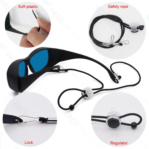 Miniatura 4 de FreeMascot Profesional OD 6+ 190nm-380nm/600nm-700nm longitud de onda violeta/rojo gafas de seguridad láser