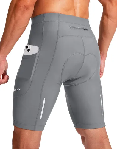 Pantalones cortos de ciclismo para hombre con acolchado 3D para ciclismo de carretera, ciclismo de montaña, ciclismo UPF 50+, bolsillos con