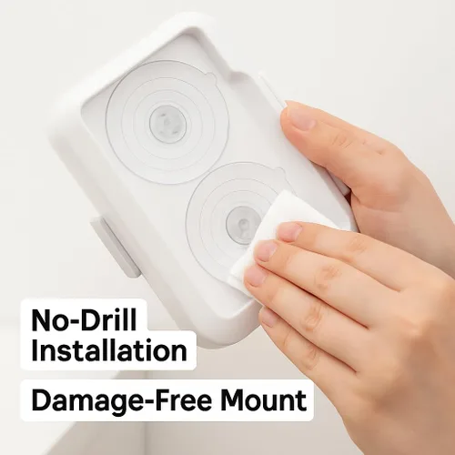 Miniatura 3 de Loo Discreto dispensador de toallitas desechables – Se adapta solo a toallitas desechables de tamaño estándar – Soporte de baño de montaje con Blanco