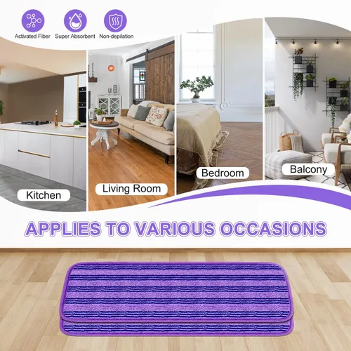 Miniatura 5 de Paquete de 2 almohadillas reutilizables mejoradas para fregona compatibles con Swiffer PowerMop, almohadillas de repuesto para mopa Swiffer Power