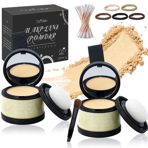 Miniatura 13 de Paquete de 2 polvos de línea capilar para mujeres y hombres, se utiliza para retoques de raíces, color de cabello, adelgazamiento y cobertura