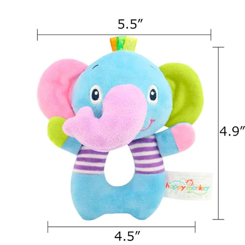 Miniatura 3 de Juguete de sonajero de elefante de peluche suave para bebés de más de 0 meses, juguete de agitación para recién nacidos, juguete de animal