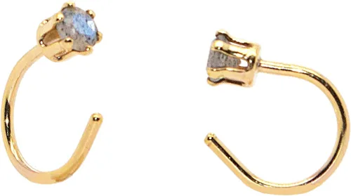 Miniatura 16 de Half Huggie Birthstone Gold Hoop Earrings for Women Tiny Cartilage Stud Piercing Earring Hypoallergenic Earring Screw Back Dainty Hug