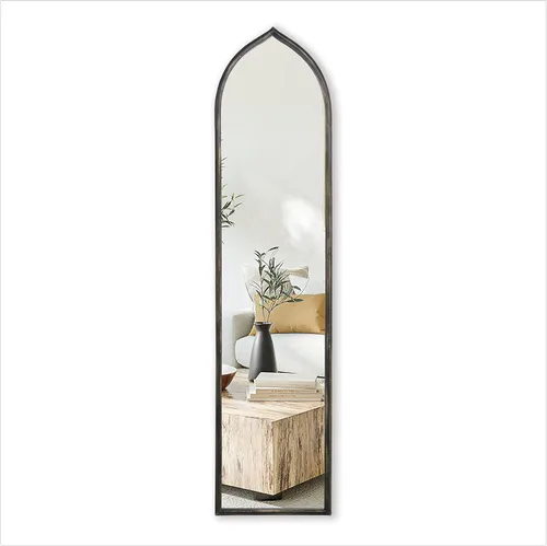 Espejo largo negro arqueado, espejo alto colgante decorativo, espejo largo y delgado, espejo de baño estrecho para pasillo, 12 x 50 pulgadas